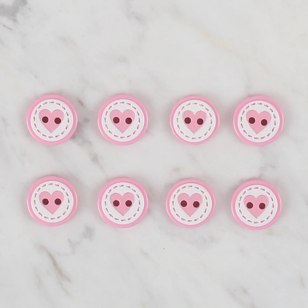 Loren Crafts 8 Pack  Heart Button, Pink - 473 - Image 2