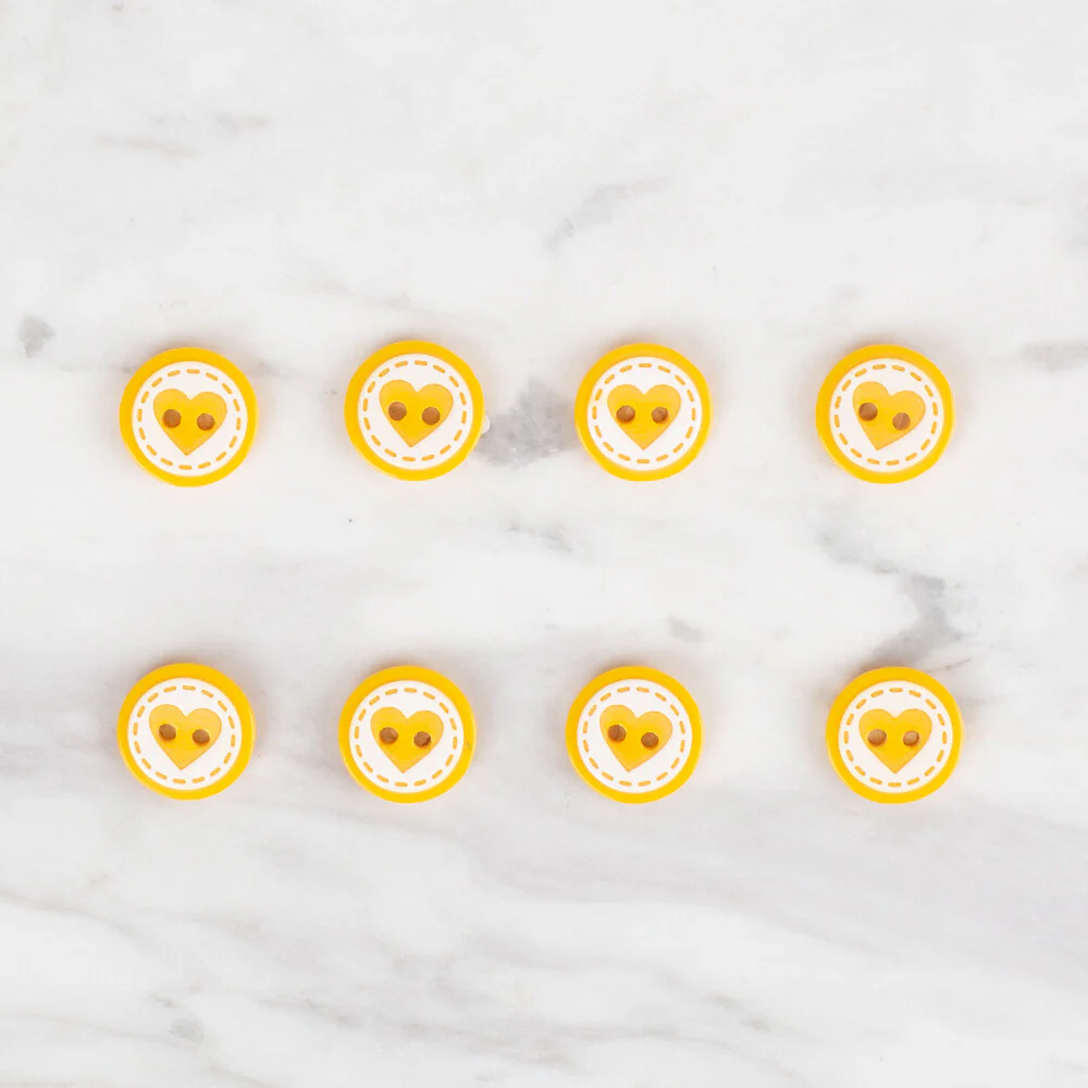 Loren Crafts 8 Pack Heart Button, Yellow - 480 - Image 2