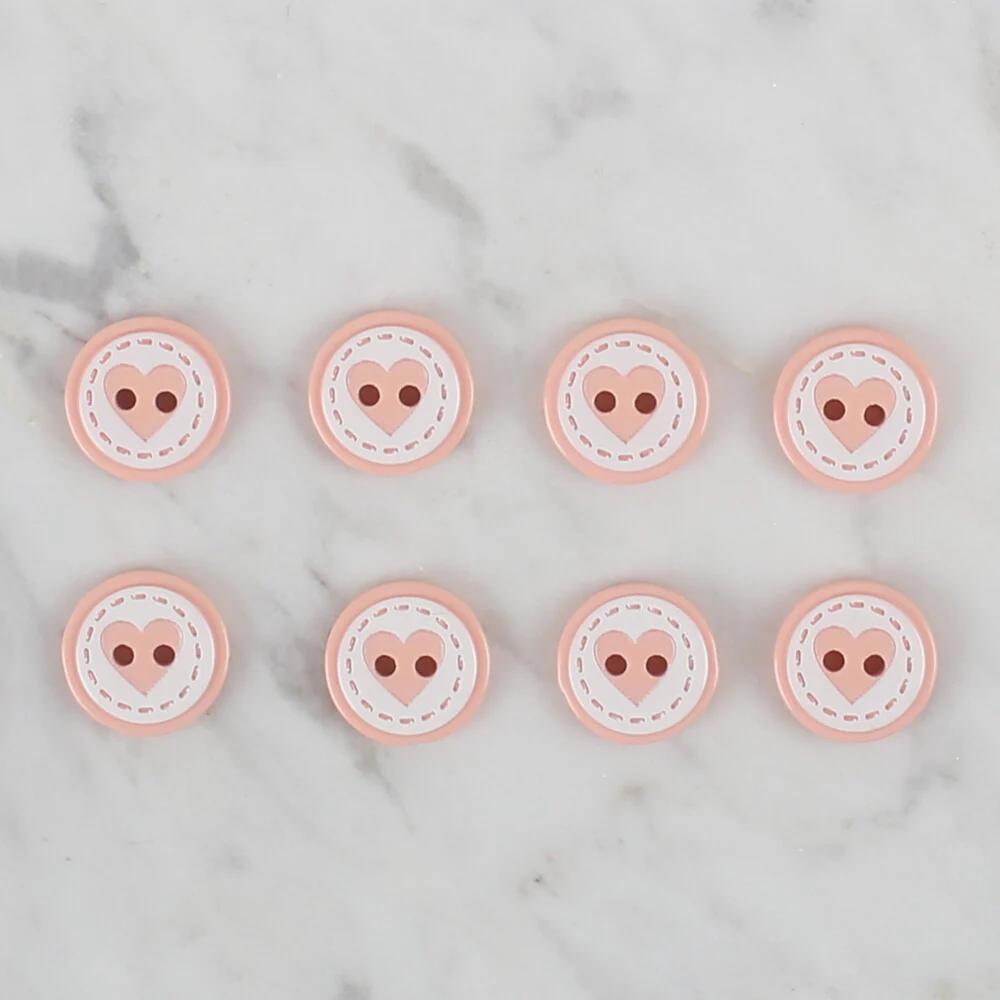Loren Crafts 8 Pack Heart Patterned Button, Pinkish Orange - 471 - Image 2
