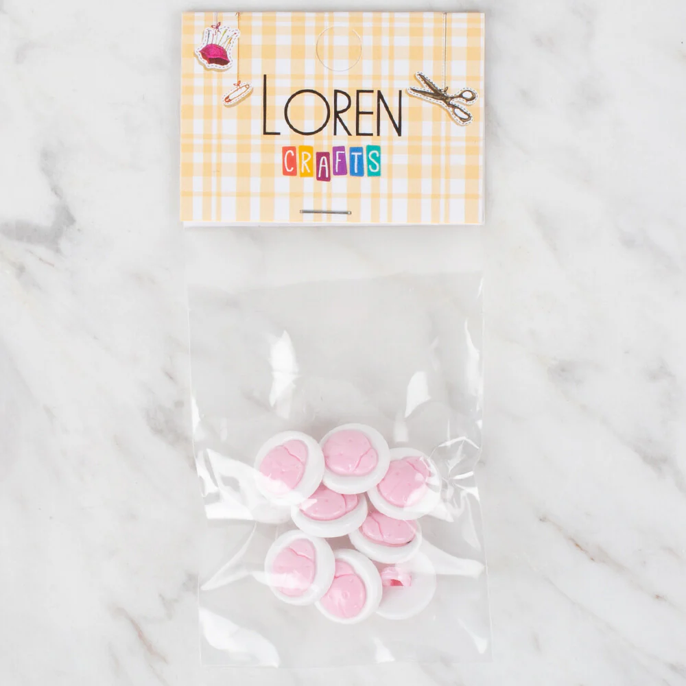 Loren Crafts 8 Pack Lady Bug Button, Light Pink - 645