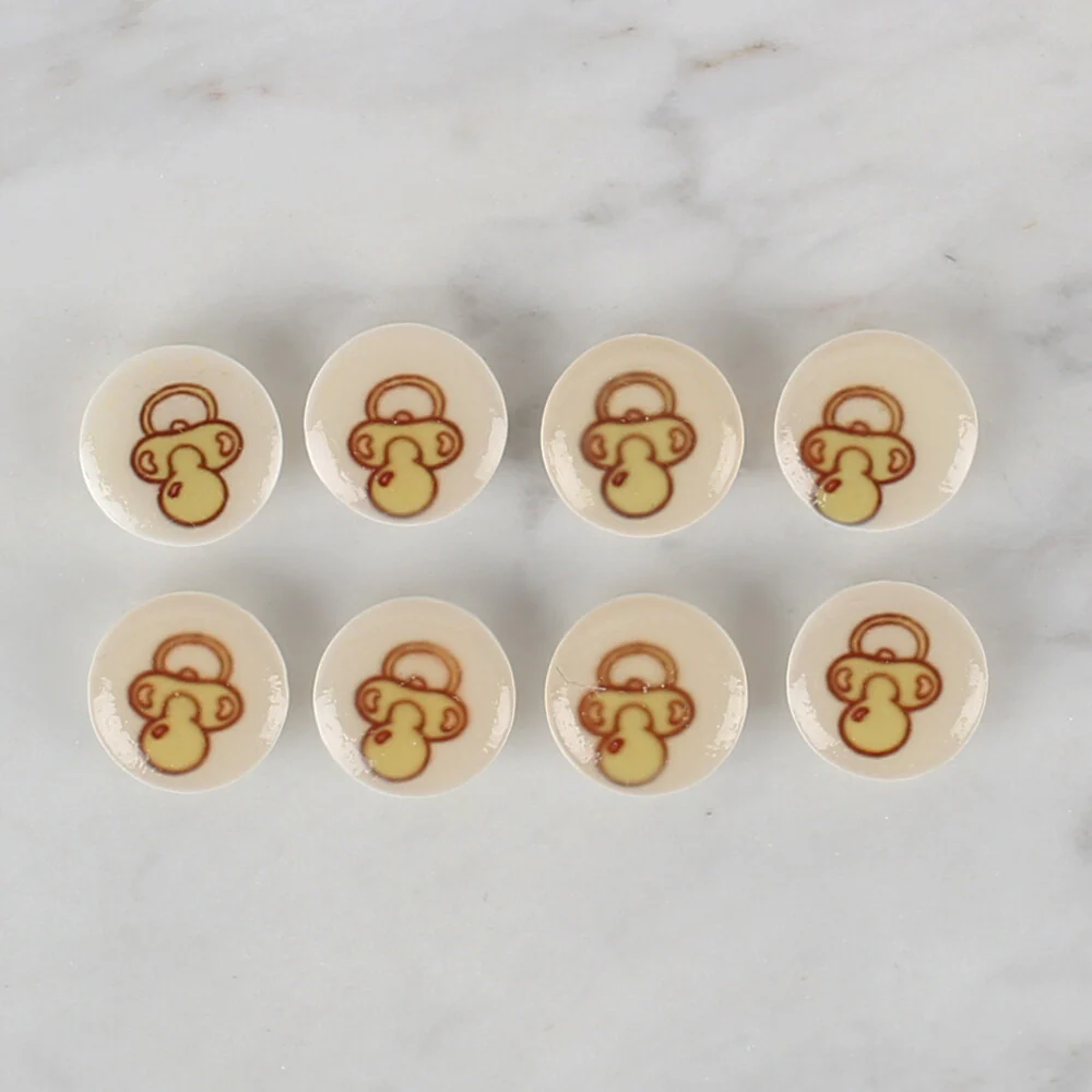 Loren Crafts 8 Pack Pacifier Button, Cream - 674 - Image 2