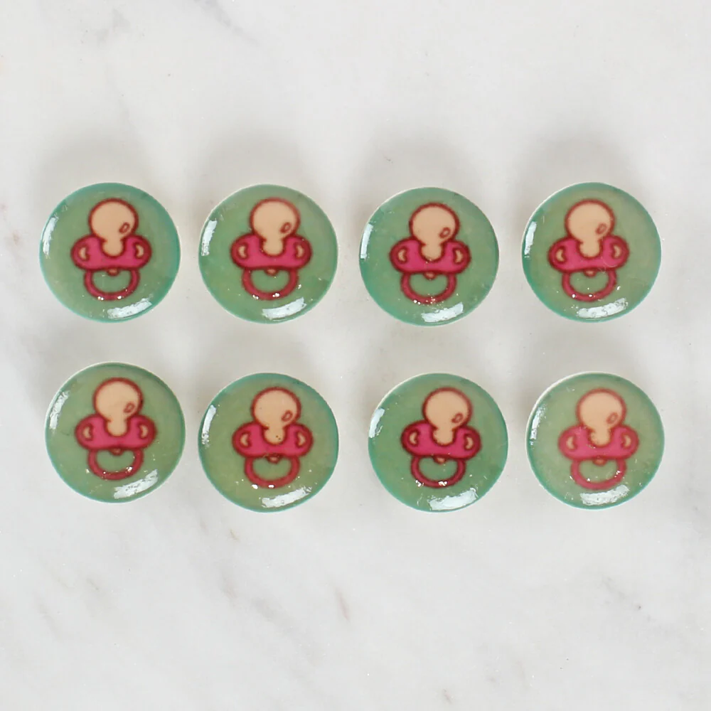 Loren Crafts 8 Pack Pacifier Patterned Button - 1014 - Image 2