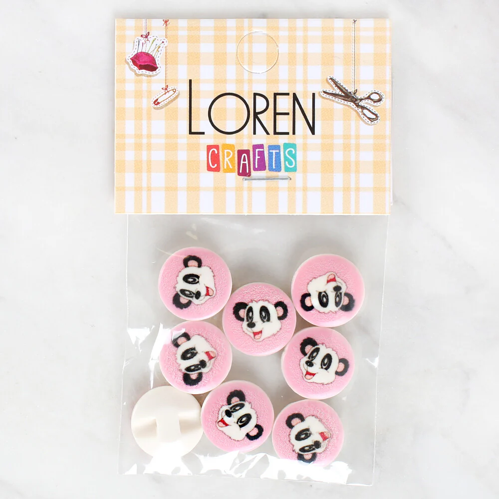 Loren Crafts 8 Pack Panda Patterned Button - 1030