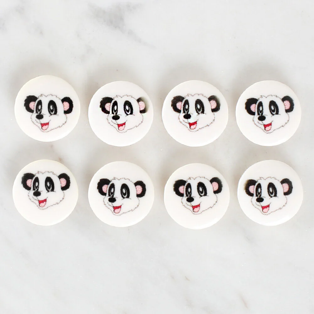 Loren Crafts 8 Pack Panda Patterned Button - 1050 - Image 2