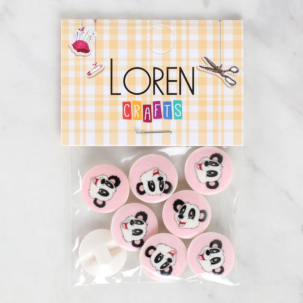 Loren Crafts 8 Pack Panda Patterned Button - 1054