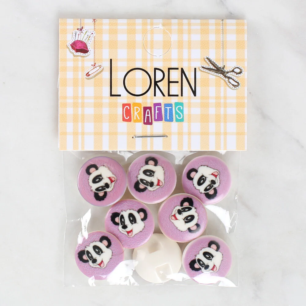 Loren Crafts 8 Pack Panda Patterned Button - 1055