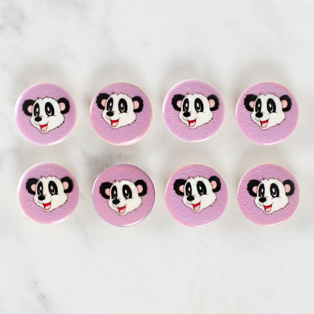 Loren Crafts 8 Pack Panda Patterned Button - 1055 - Image 2