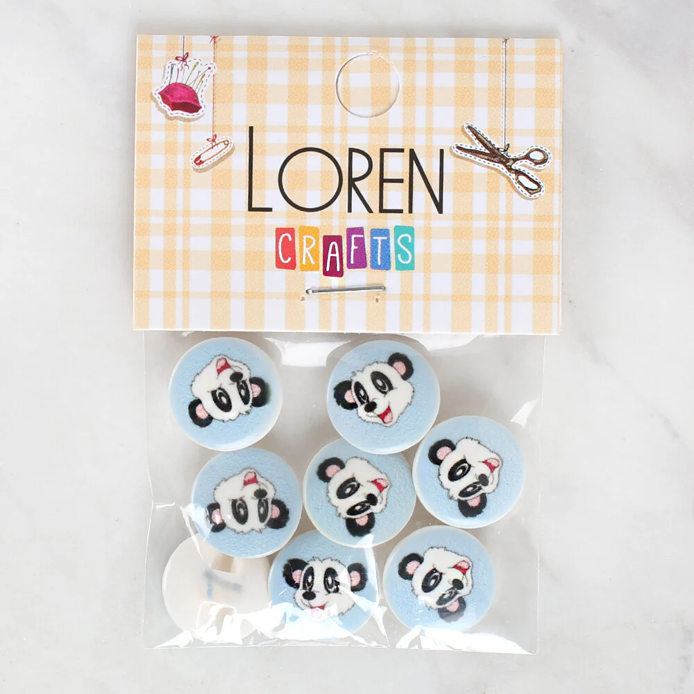Loren Crafts 8 Pack Panda Patterned Button - 1059