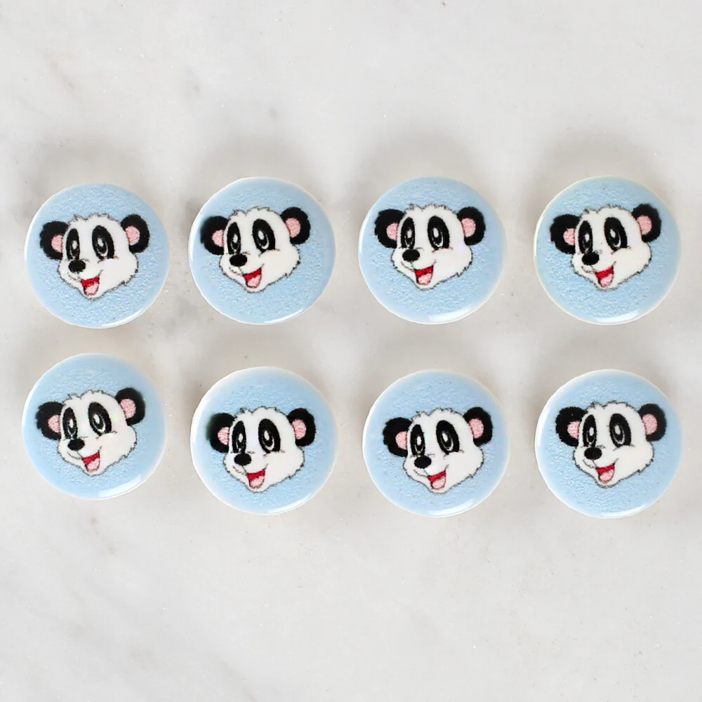 Loren Crafts 8 Pack Panda Patterned Button - 1059 - Image 2
