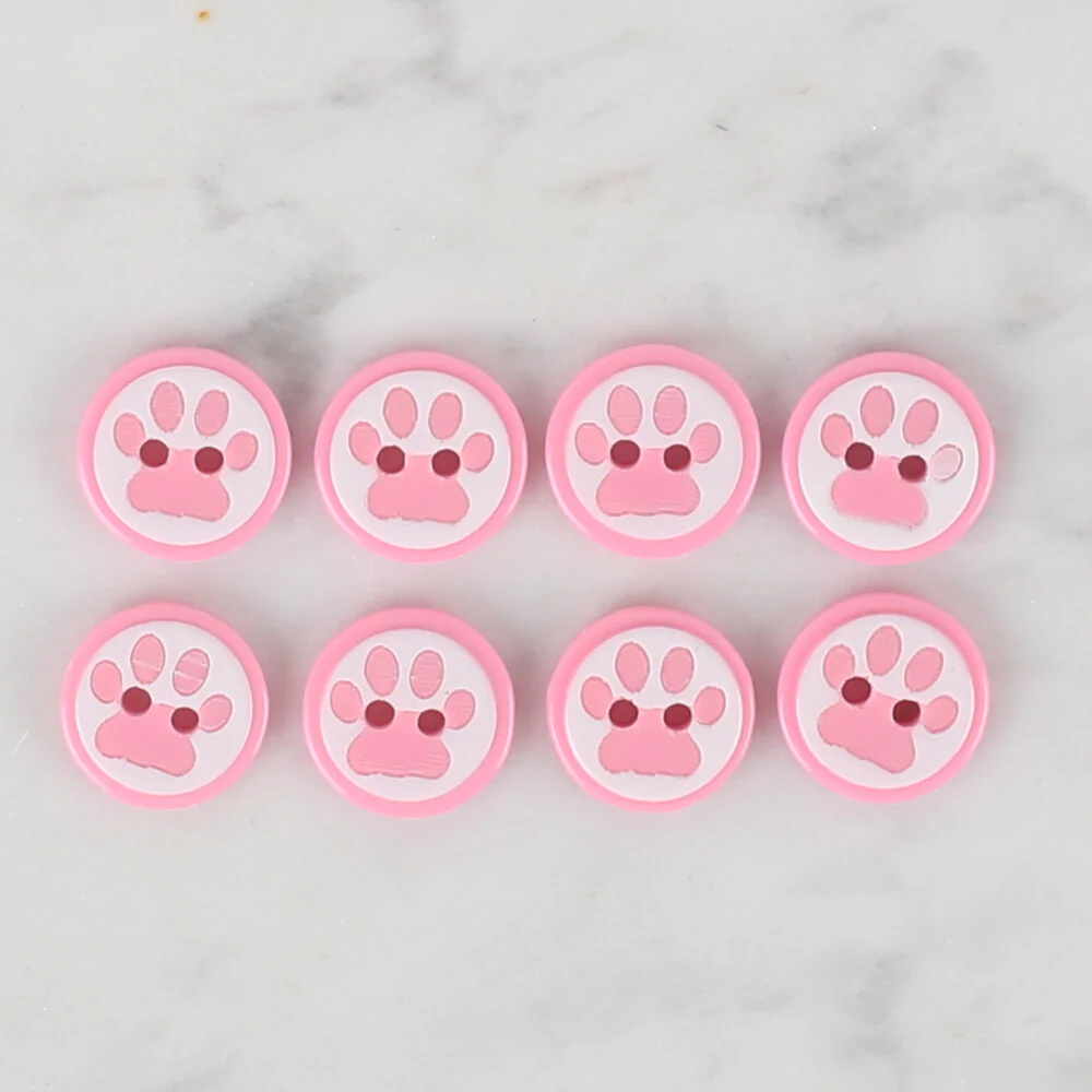 Loren Crafts 8 Pack Paw Button, Pink - 615 - Image 2