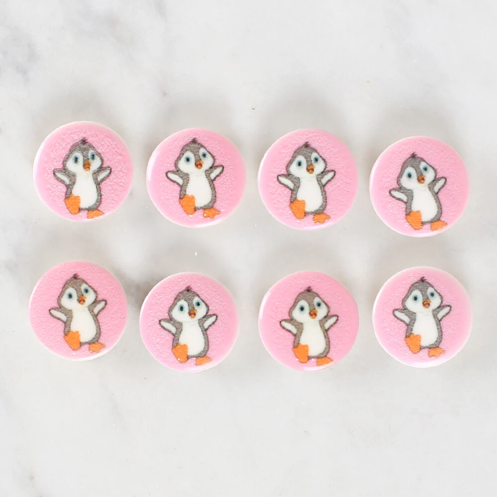 Loren Crafts 8 Pack Penguin Patterned Button - 1038 - Image 2