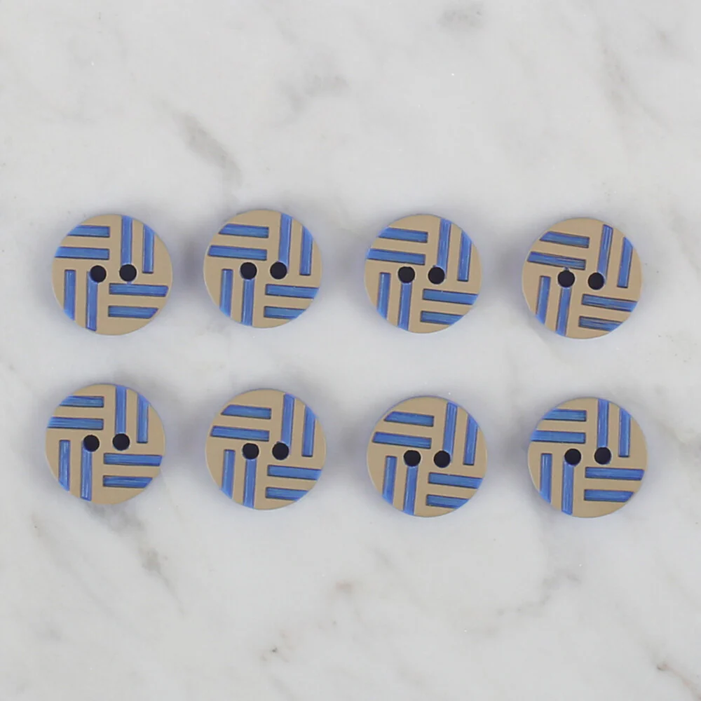 Loren Crafts 8 Pack Round Button, Blue - 301 - Image 2