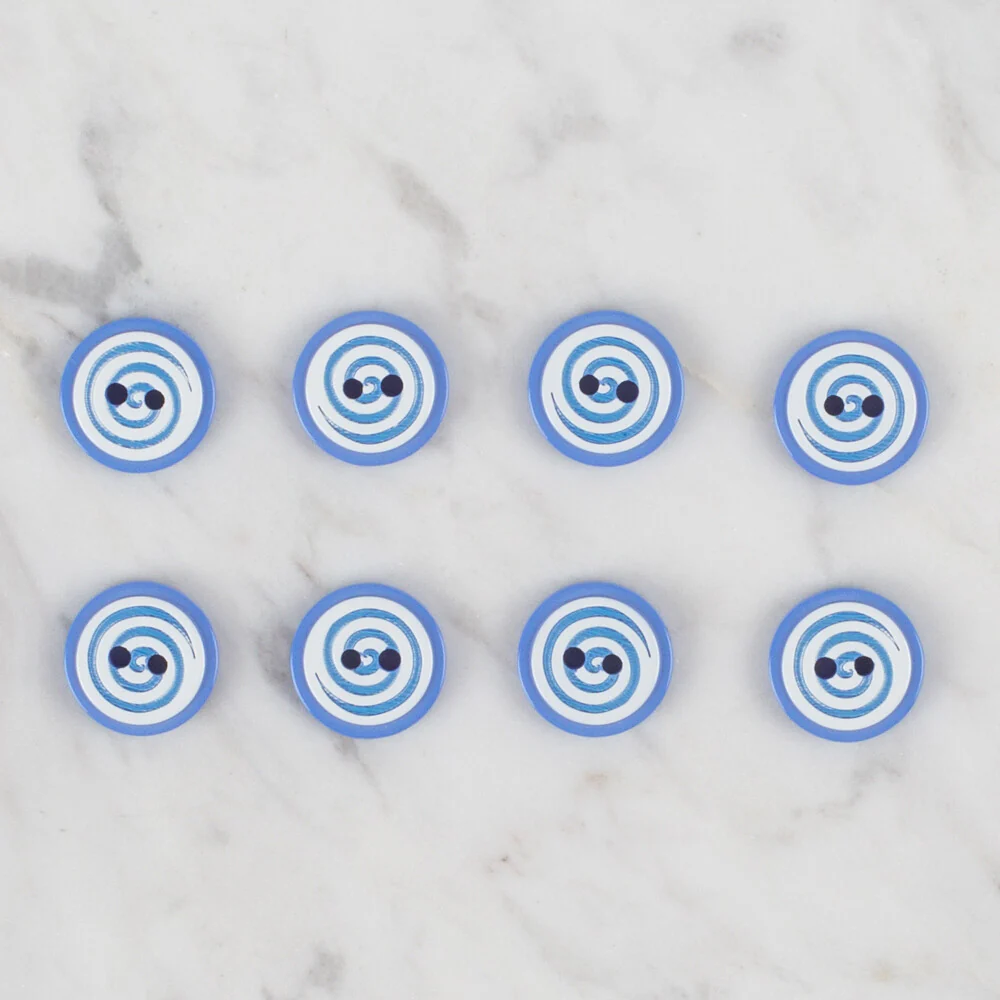Loren Crafts 8 Pack Round Button, Blue - 452 - Image 2