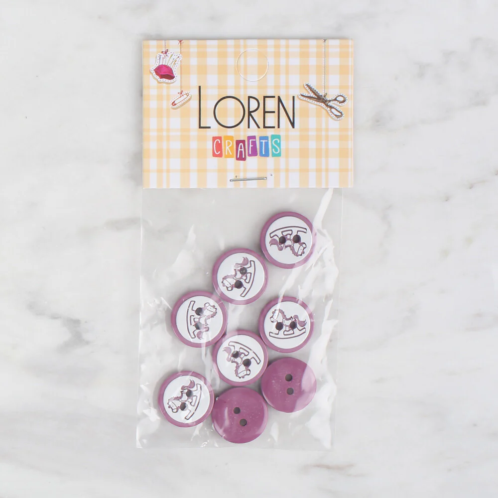 Loren Crafts 8 Pack Round Button, Cherry Bruise - 497