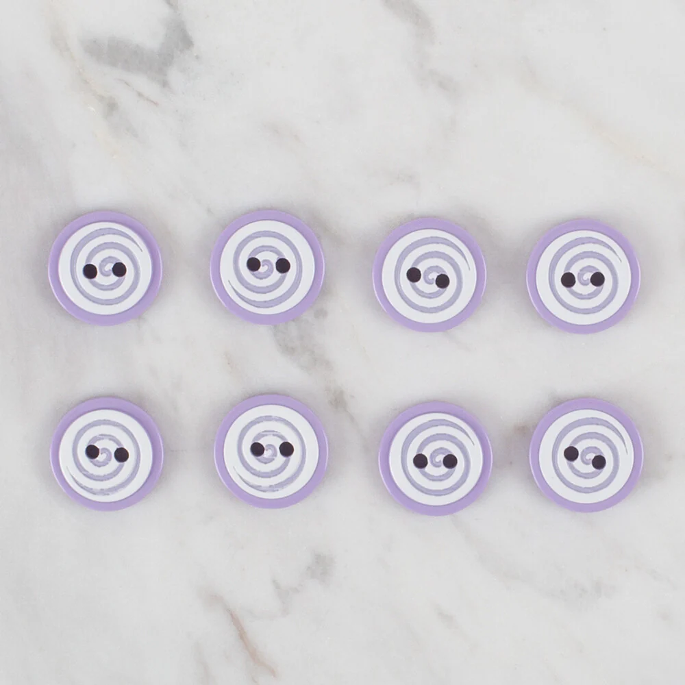 Loren Crafts 8 Pack Round Button, Lilac - 450 - Image 2