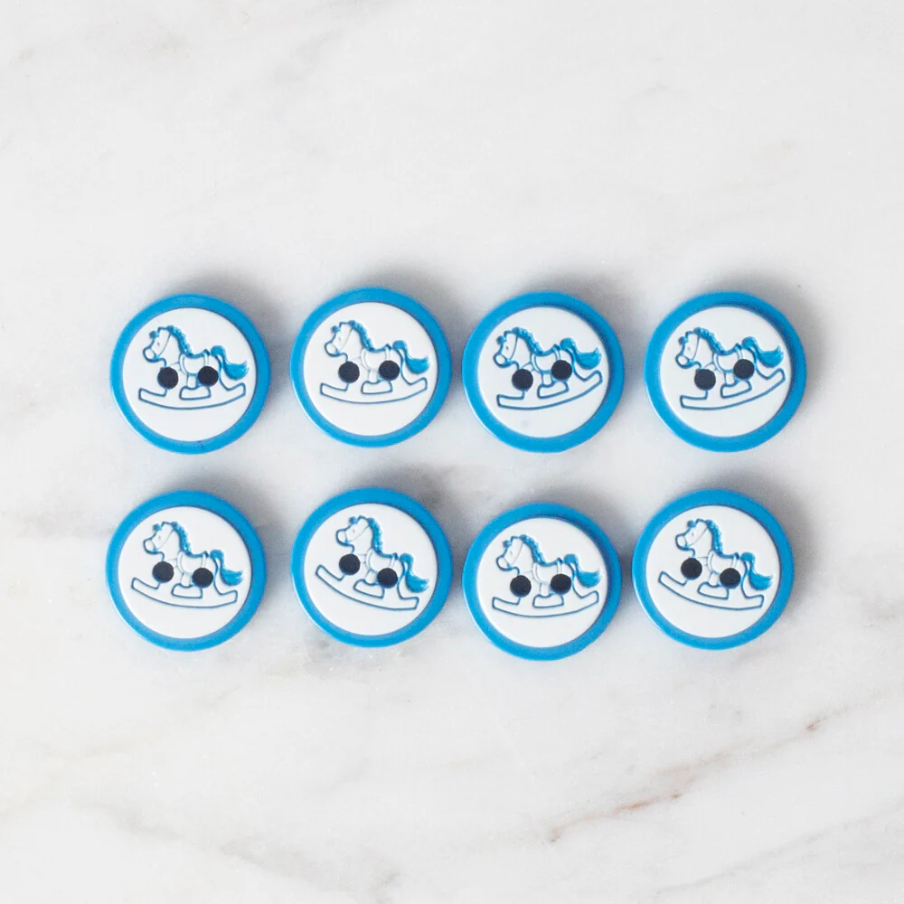 Loren Crafts 8 Pack Round Button, Petrol Blue - 501 - Image 2