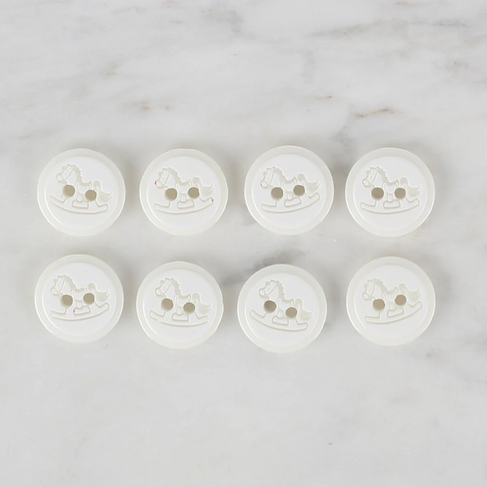 Loren Crafts 8 Pack Round Button, White - 493 - Image 2