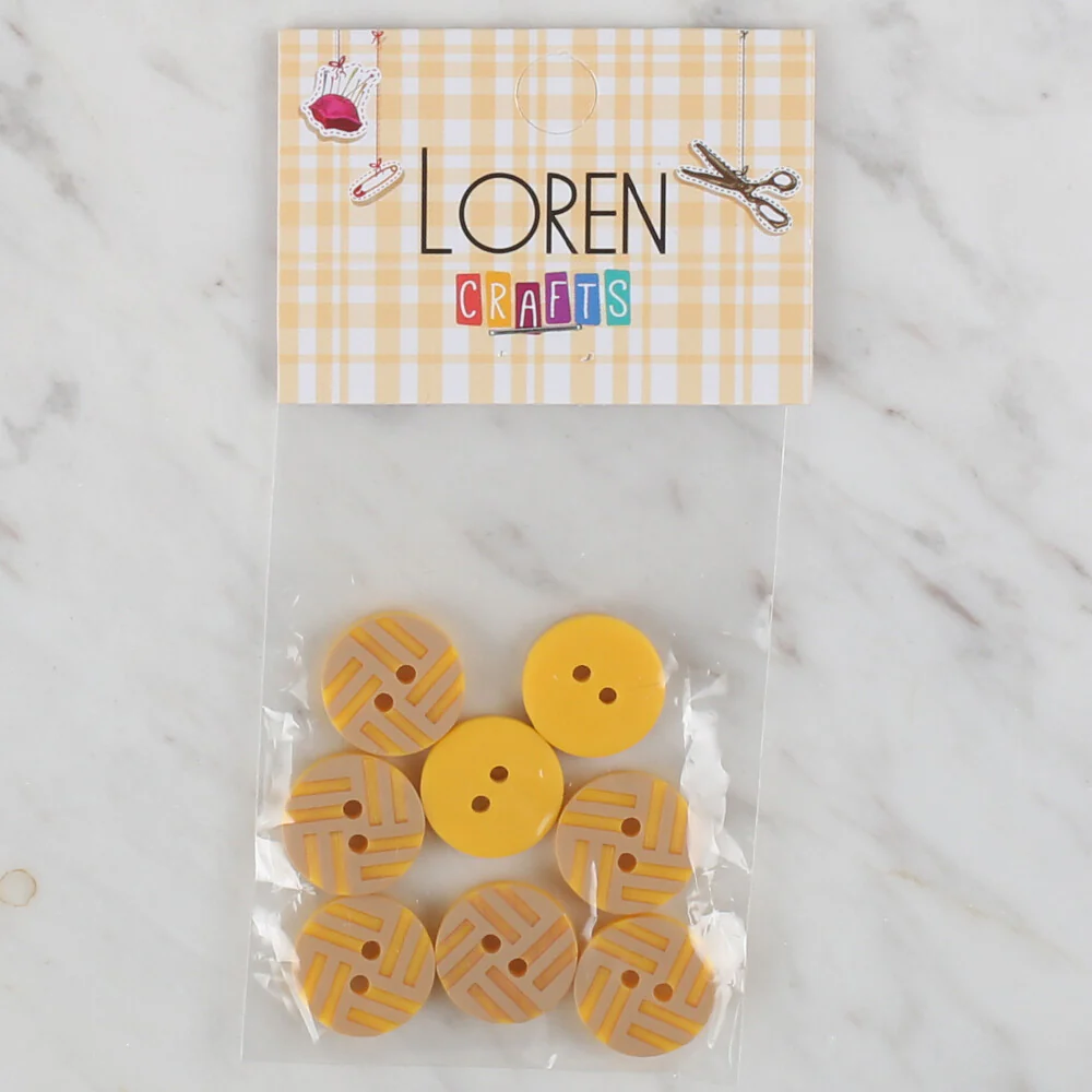 Loren Crafts 8 Pack Round Button, Yellow - 307