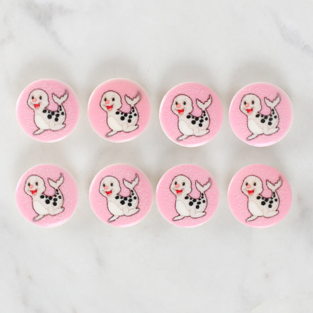 Loren Crafts 8 Pack Seal Patterned Button - 1037 - Image 2