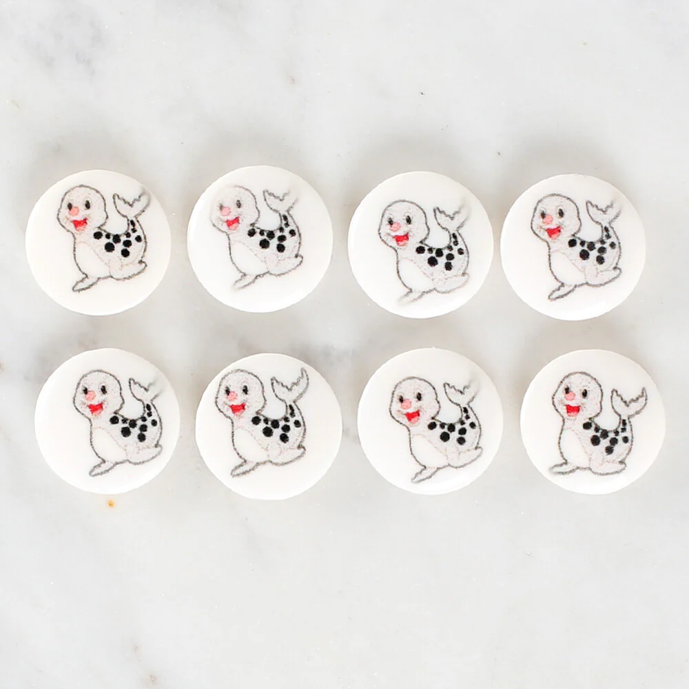 Loren Crafts 8 Pack Seal Patterned Button - 1200 - Image 2