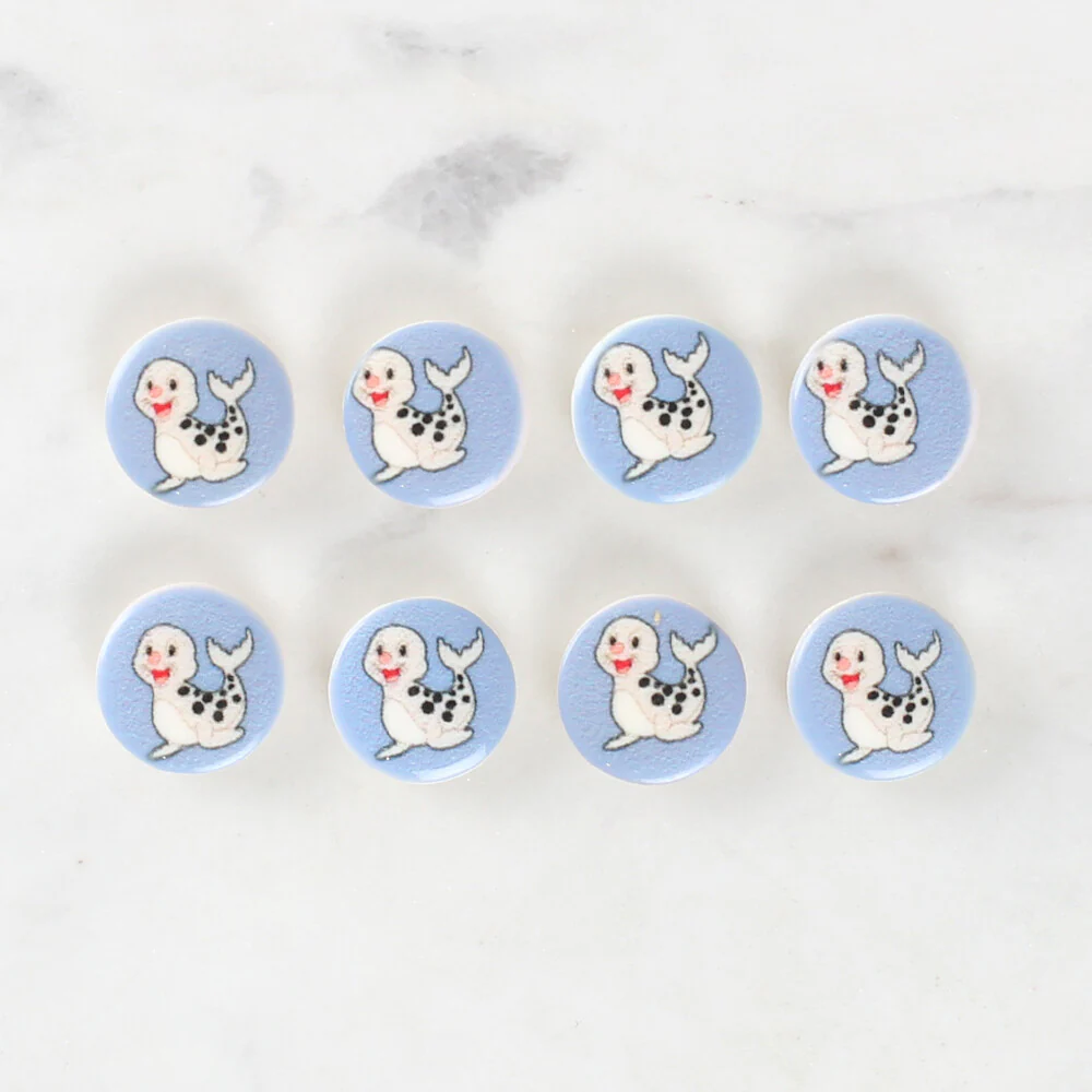 Loren Crafts 8 Pack Seal Patterned Button - 1246 - Image 2