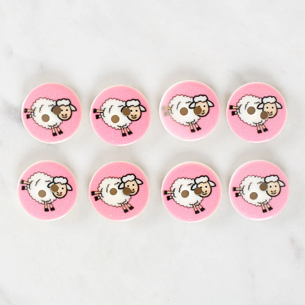 Loren Crafts 8 Pack Sheep Patterned Button - 1033 - Image 2