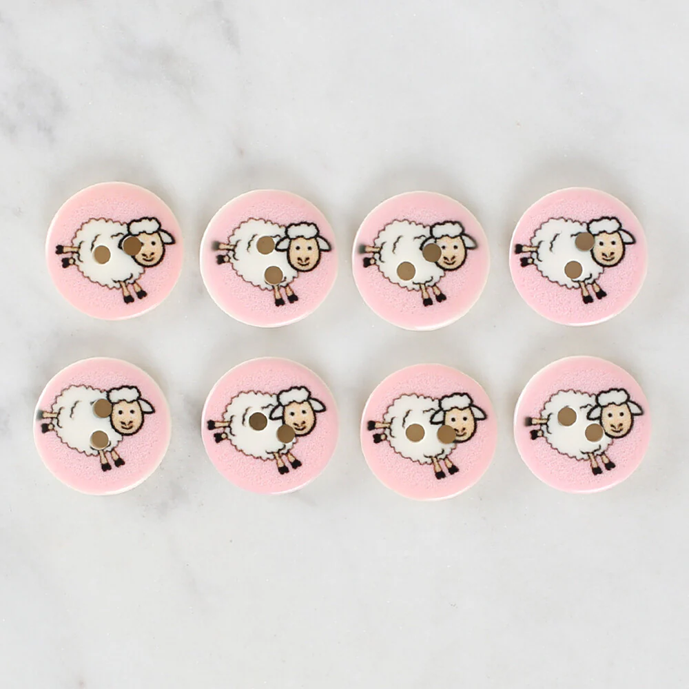 Loren Crafts 8 Pack Sheep Patterned Button - 1172 - Image 2