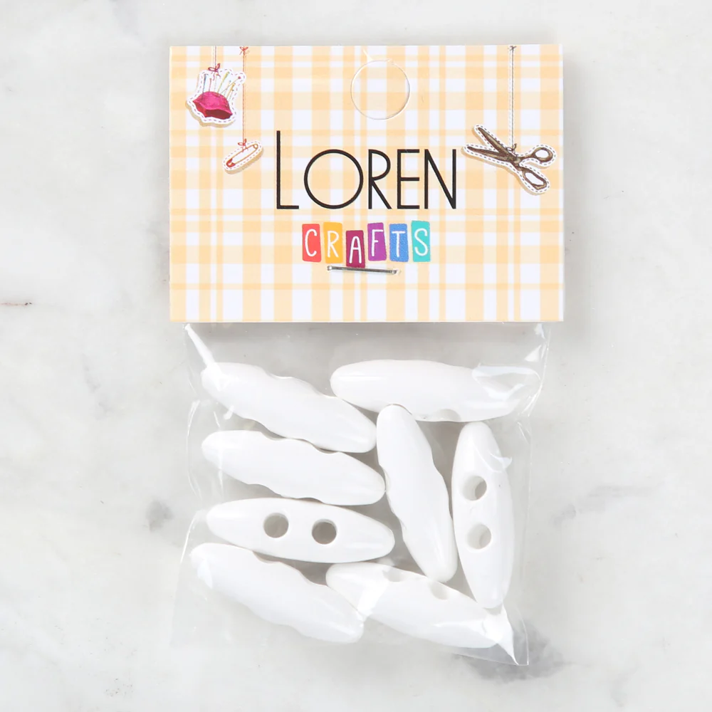 Loren Crafts 8 Pack Shepherd Button, White - 99