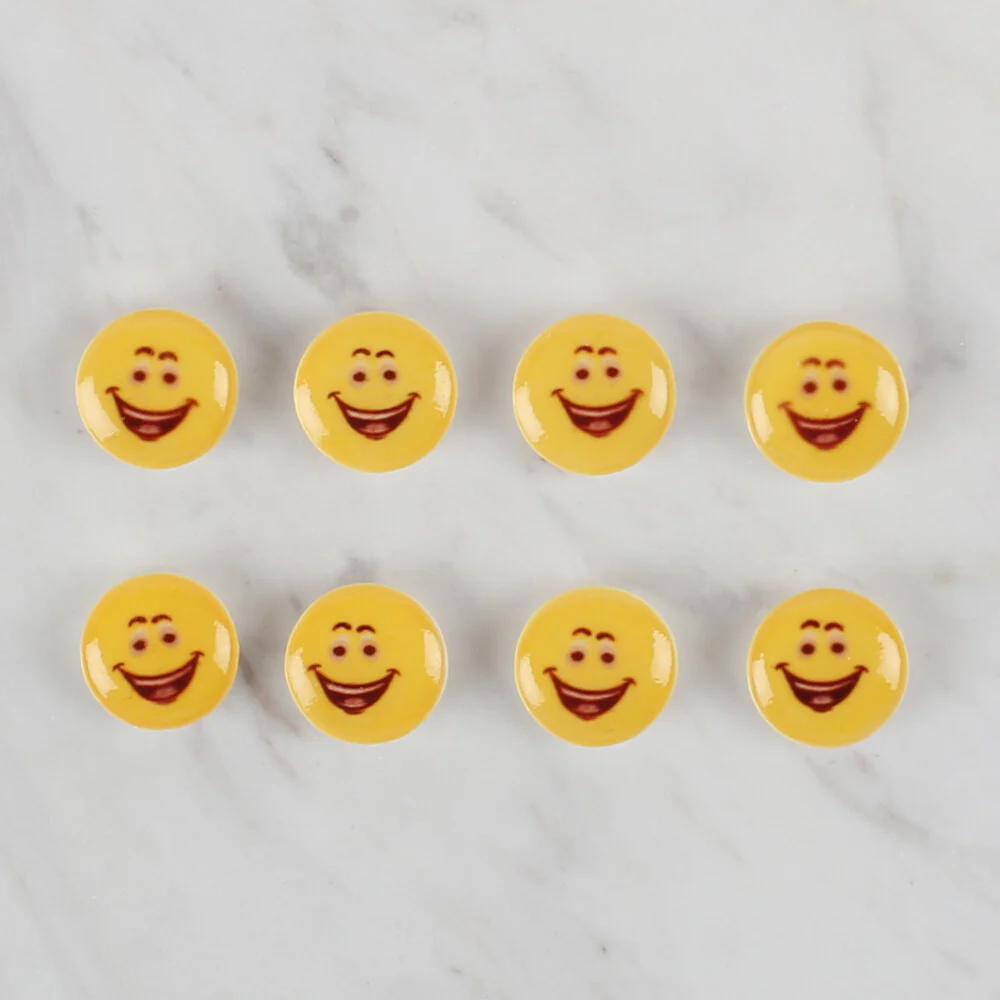 Loren Crafts 8 Pack Smile Button, Yellow- 666 - Image 2