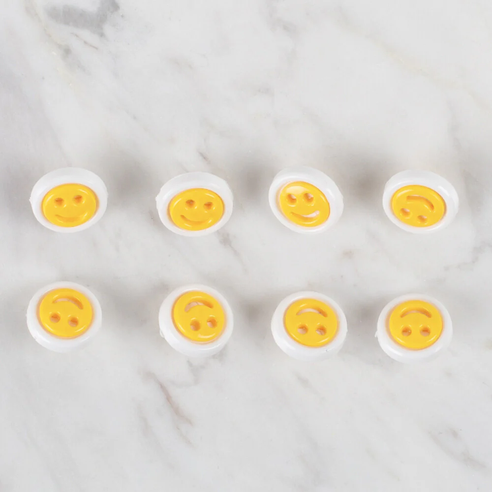 Loren Crafts 8 Pack Smiley Button, Dark Yellow - 631 - Image 2