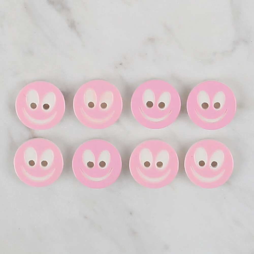 Loren Crafts 8 Pack Smiley Button, Pink - 526 - Image 2