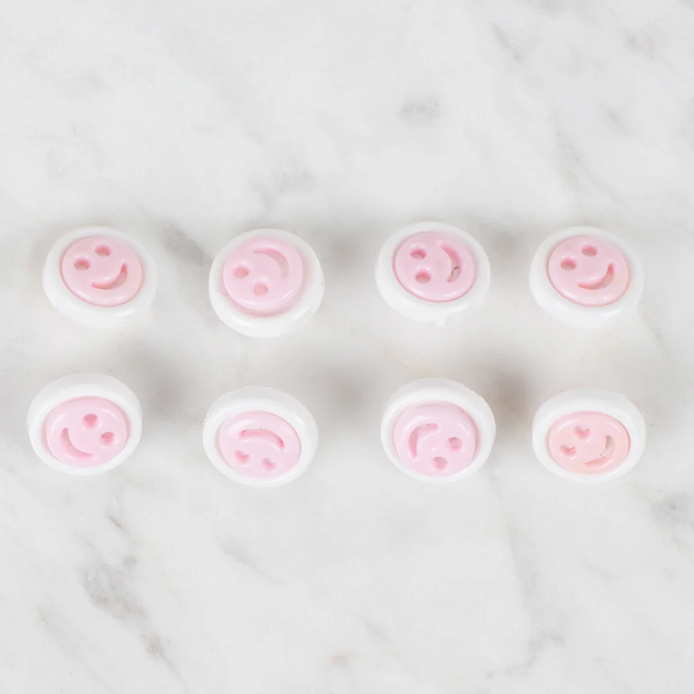 Loren Crafts 8 Pack Smiley Button, Pink - 635 - Image 2