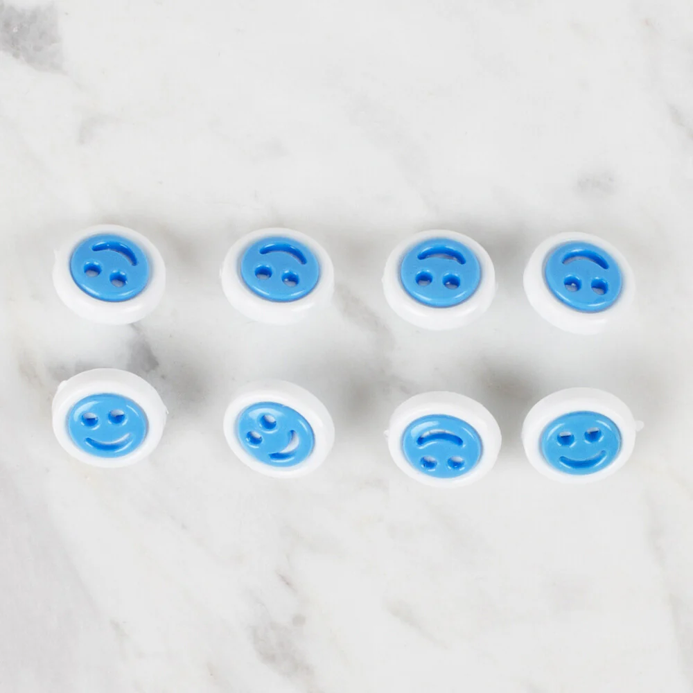 Loren Crafts 8 Pack Smiley Button, Turquoise - 633 - Image 2