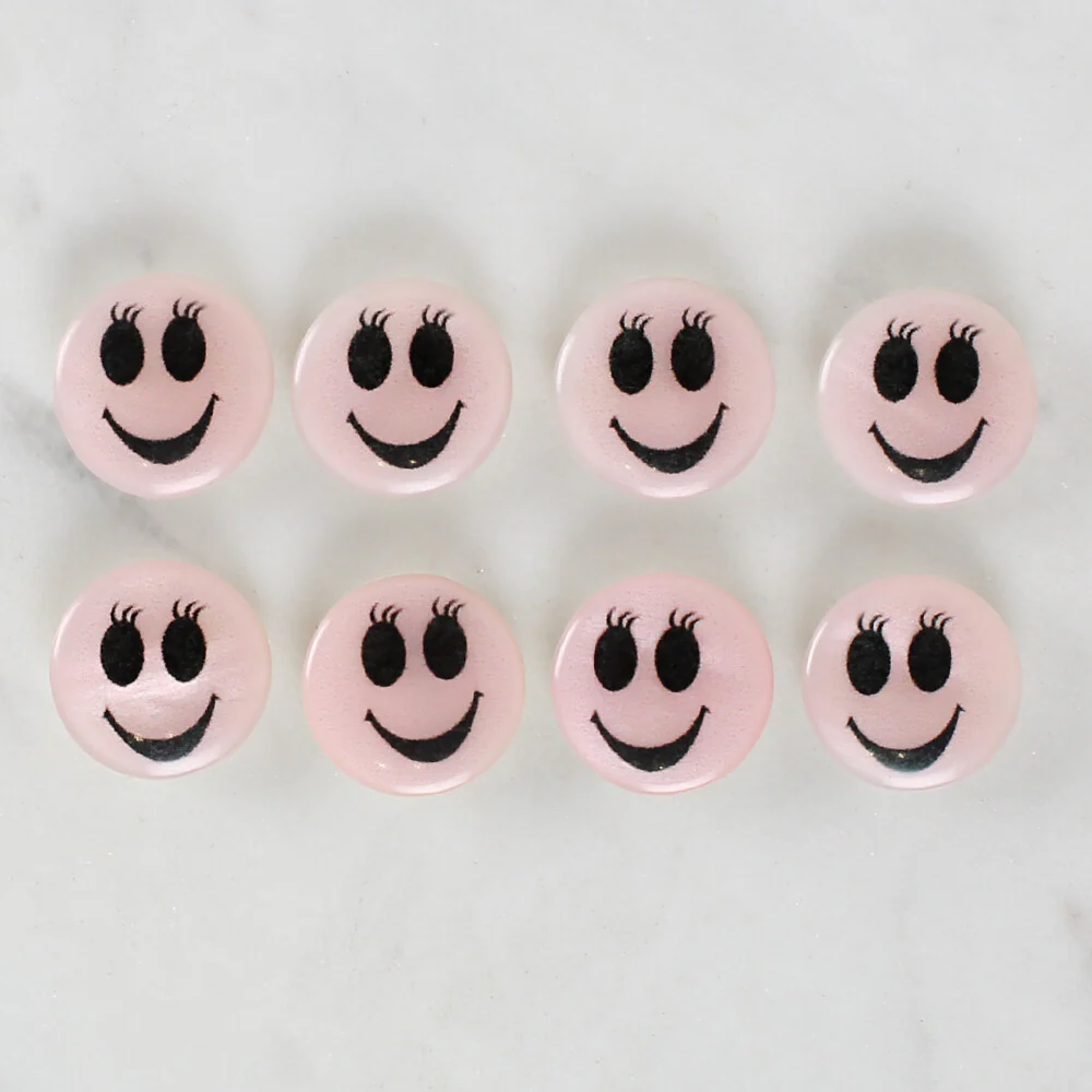 Loren Crafts 8 Pack Smiley Face Patterned Button - 1015 - Image 2