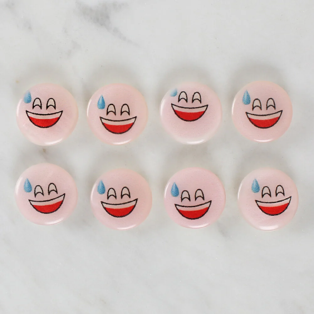 Loren Crafts 8 Pack Smiley Face Patterned Button - 1017 - Image 2