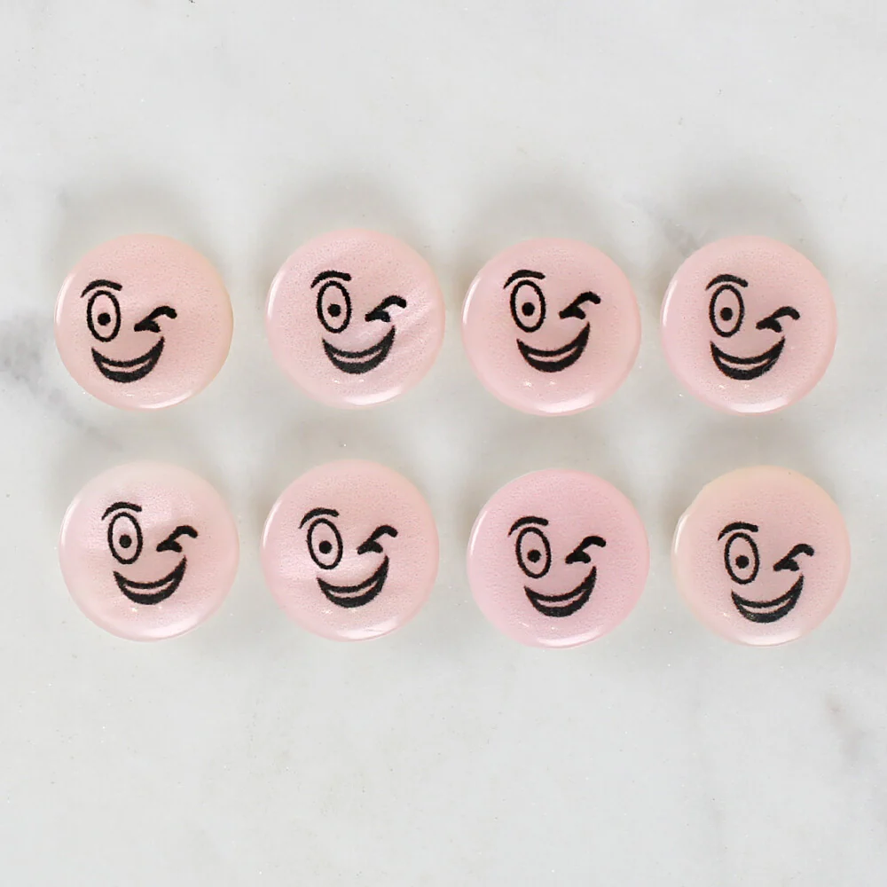 Loren Crafts 8 Pack Smiley Face Patterned Button - 1018 - Image 2