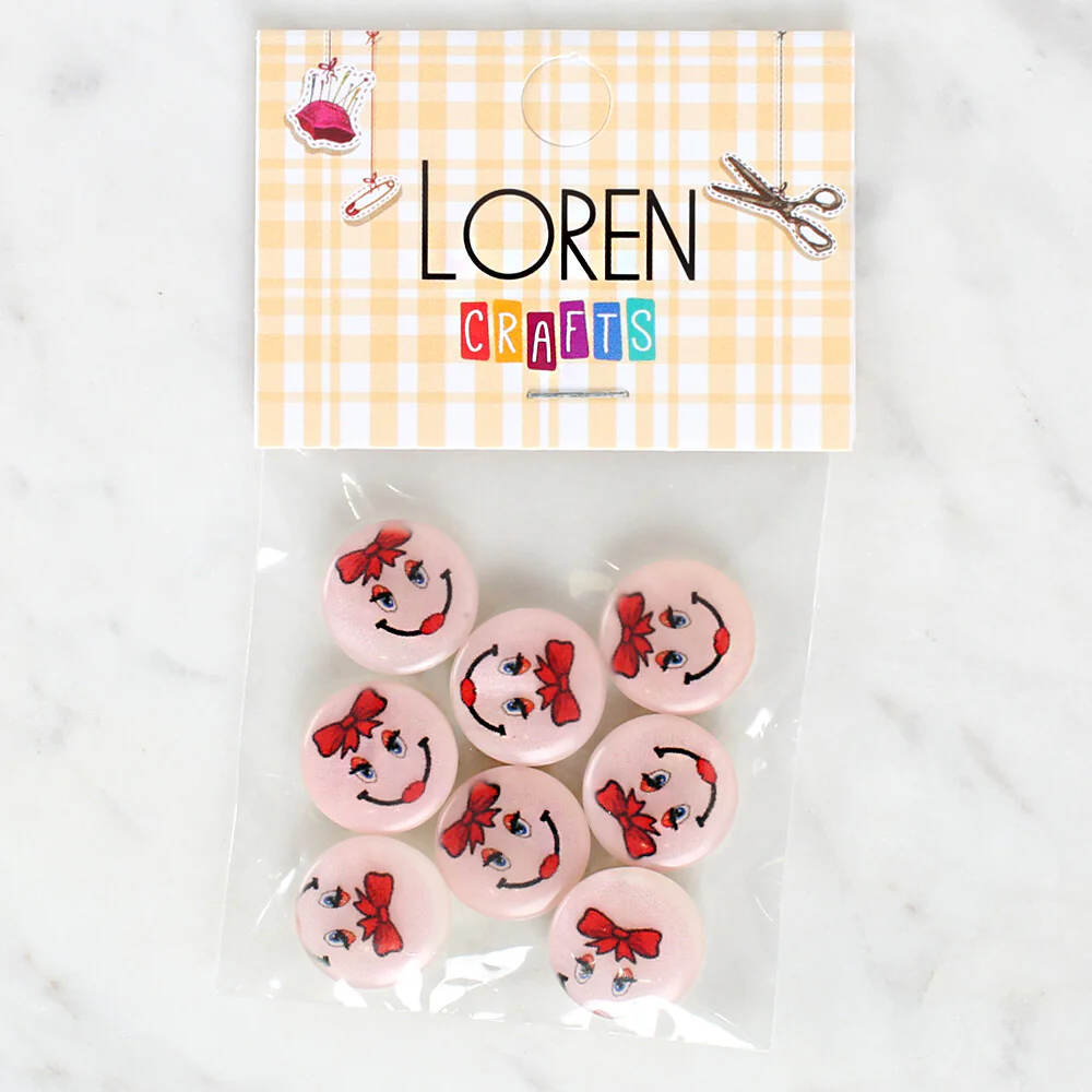 Loren Crafts 8 Pack Smiley Face Patterned Button - 1019