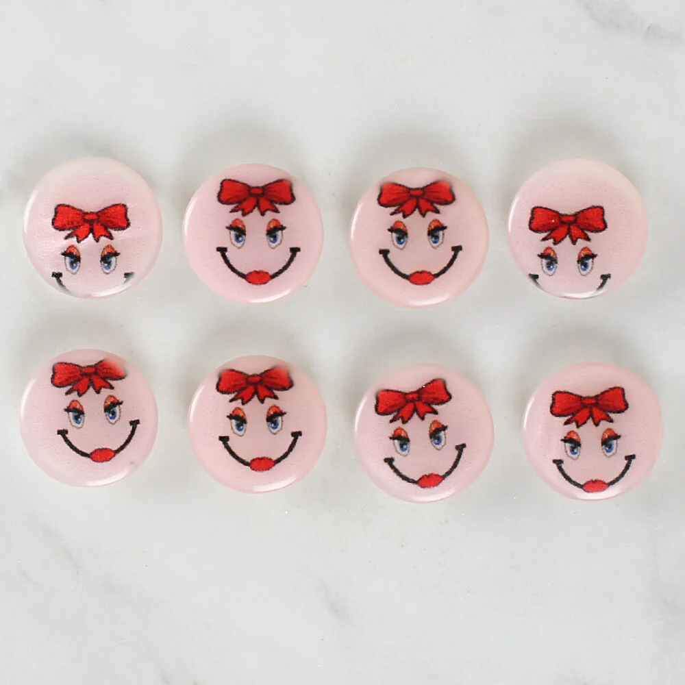 Loren Crafts 8 Pack Smiley Face Patterned Button - 1019 - Image 2