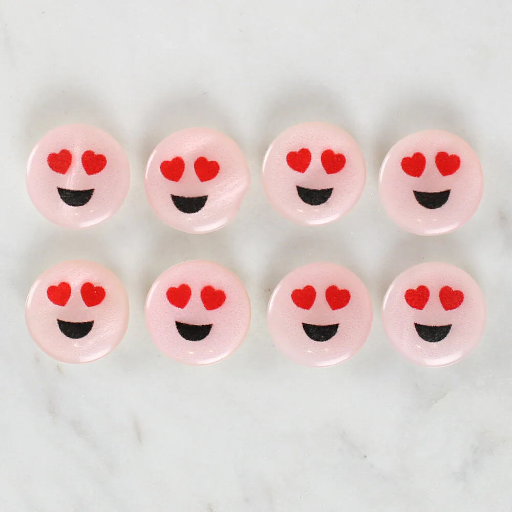 Loren Crafts 8 Pack Smiley Face Patterned Button - 1022 - Image 2