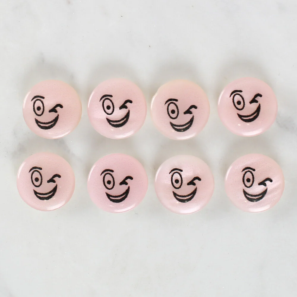 Loren Crafts 8 Pack Smiley Face Patterned Button - 1024 - Image 2