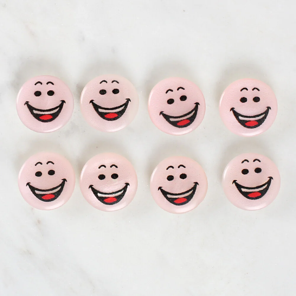 Loren Crafts 8 Pack Smiley Face Patterned Button - 1025 - Image 2