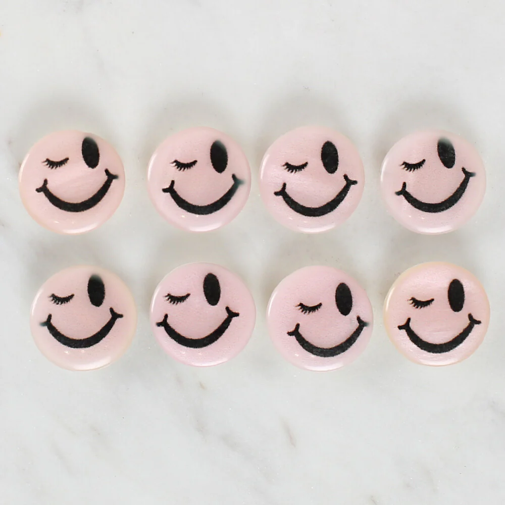 Loren Crafts 8 Pack Smiley Face Patterned Button - 1026 - Image 2