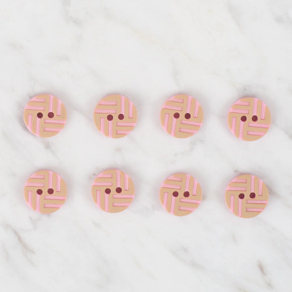 Loren Crafts 8 Pack Stripe Patterned Button, Pink - 305 - Image 2