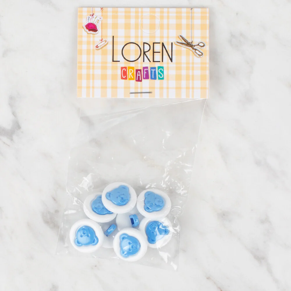 Loren Crafts 8 Pack Teddy Bear Button - 623