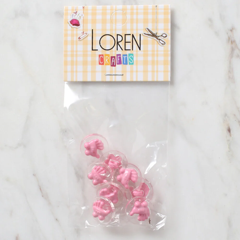 Loren Crafts 8 Pack Transparent  Baby Stroller Button, Pink- 250
