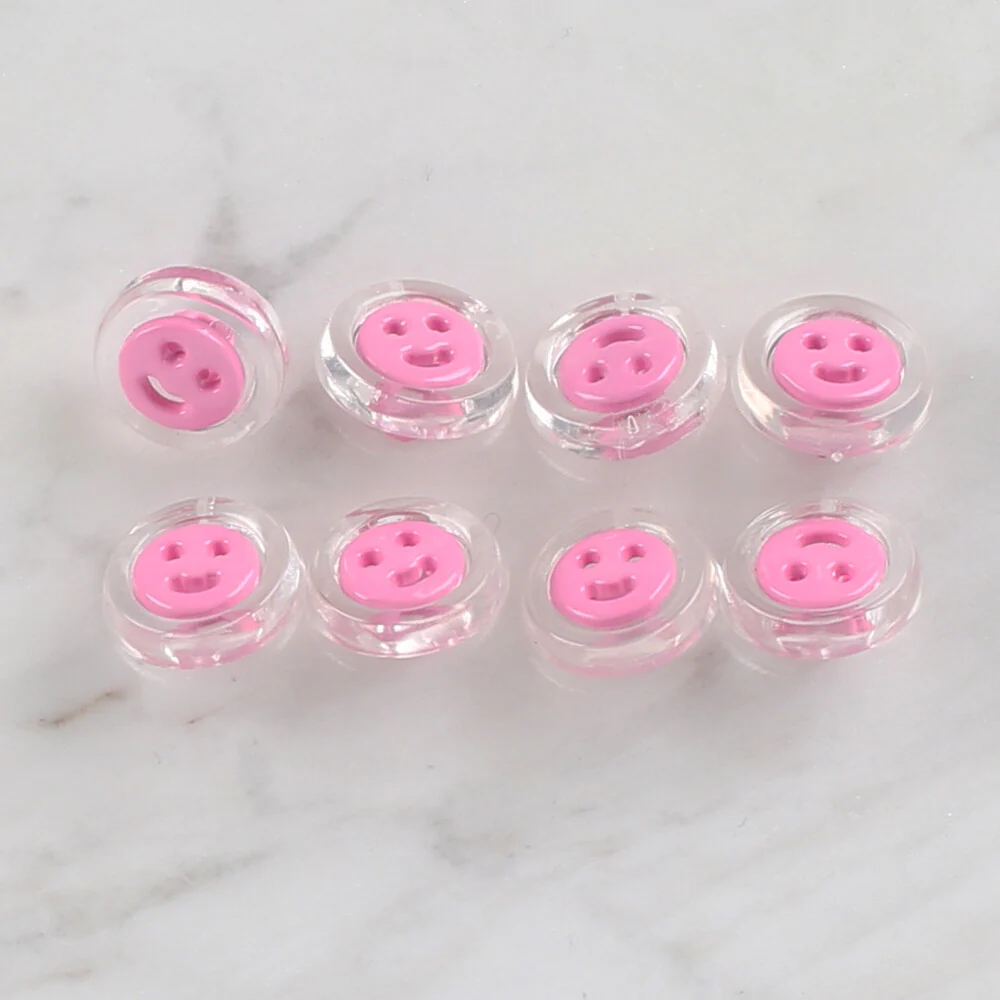 Loren Crafts 8 Pack Transparent  Button, Pink- 260 - Image 2