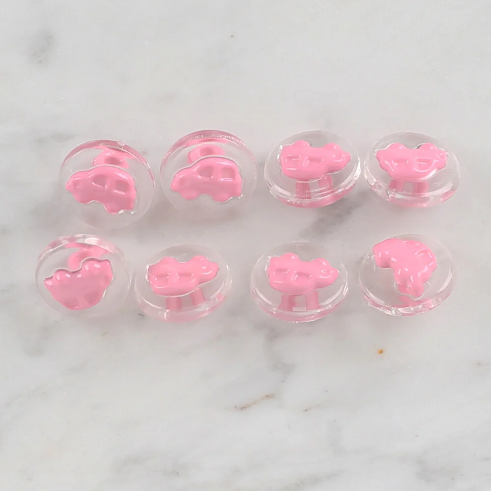Loren Crafts 8 Pack Transparent  car Button, Pink- 249 - Image 2