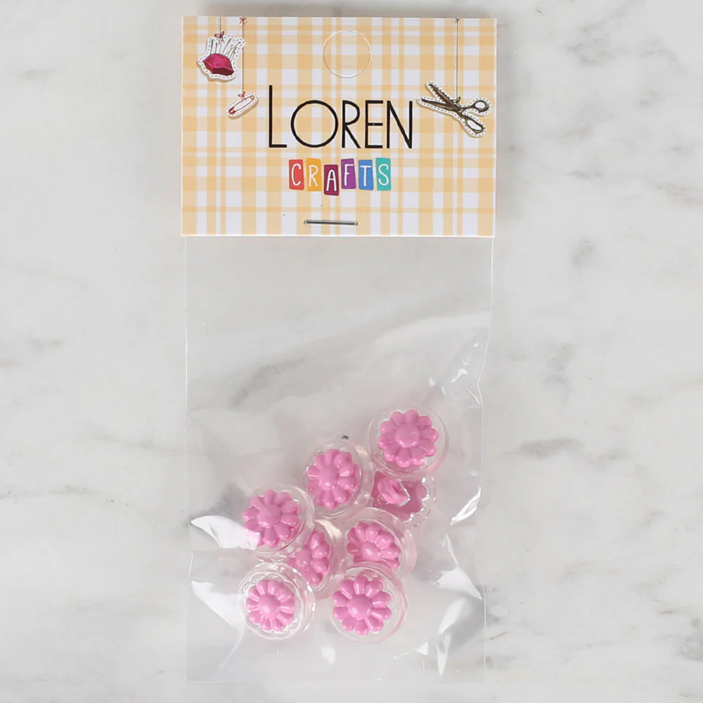 Loren Crafts 8 Pack Transparent Daisy Button, Pink - 254