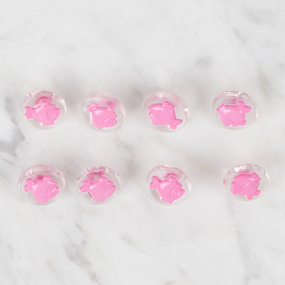 Loren Crafts 8 Pack Transparent  Fish Button, Pink- 257 - Image 2