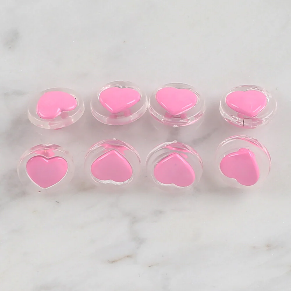 Loren Crafts 8 Pack Transparent Heart Button, Pink  - 256 - Image 2